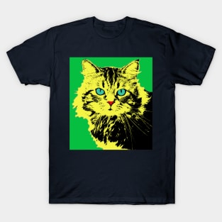 POP ART CAT YELLOW - GREEN T-Shirt